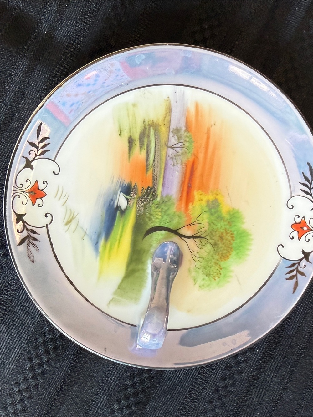 Antique Noritake Hand-Painted Scenic Lusterware lemon dish Decorative Plate